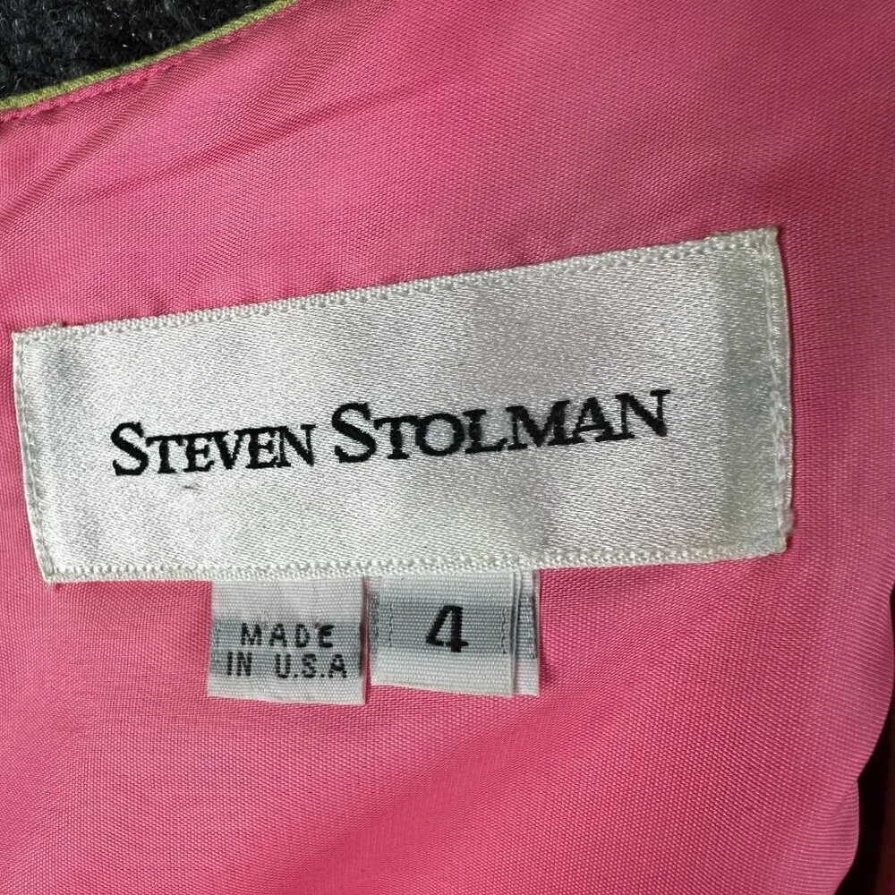Steven Stolman Dress Womens 4 Neon Sleeveless Back Zip Ribbon Tie Lined Preppy - Picture 5 of 6